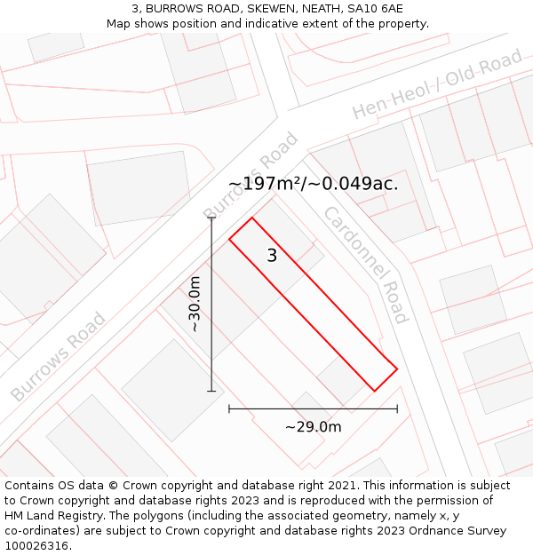 3, BURROWS ROAD, SKEWEN, NEATH, SA10 6AE: Plot and title map
