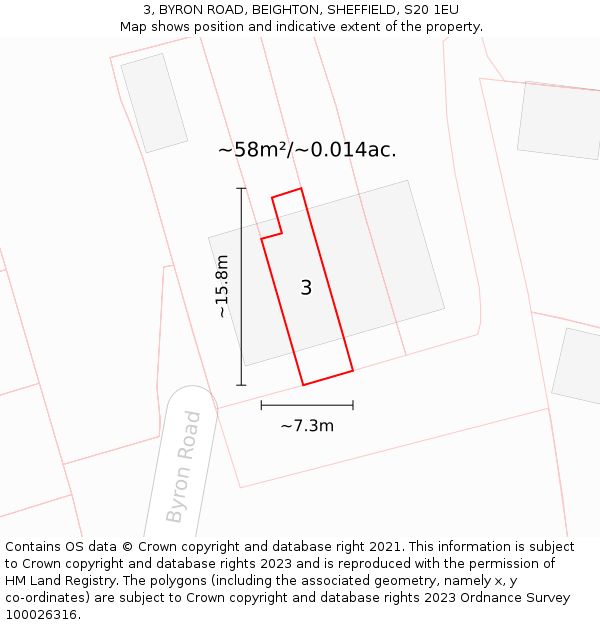 3, BYRON ROAD, BEIGHTON, SHEFFIELD, S20 1EU: Plot and title map