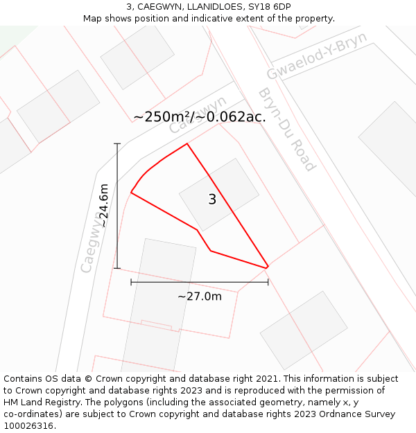 3, CAEGWYN, LLANIDLOES, SY18 6DP: Plot and title map