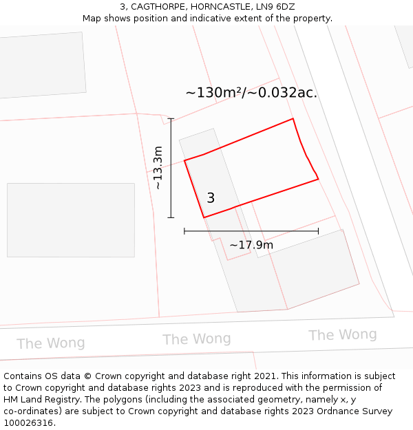 3, CAGTHORPE, HORNCASTLE, LN9 6DZ: Plot and title map