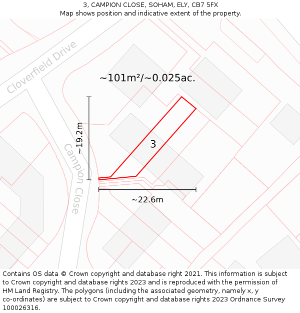 3, CAMPION CLOSE, SOHAM, ELY, CB7 5FX: Plot and title map