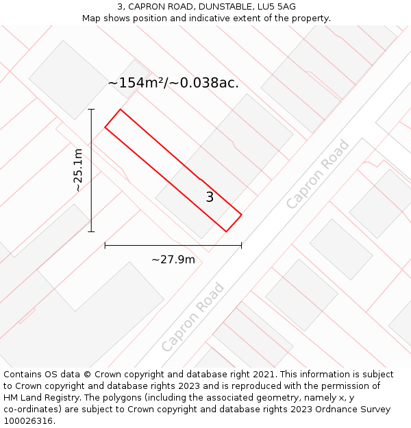 3, CAPRON ROAD, DUNSTABLE, LU5 5AG: Plot and title map