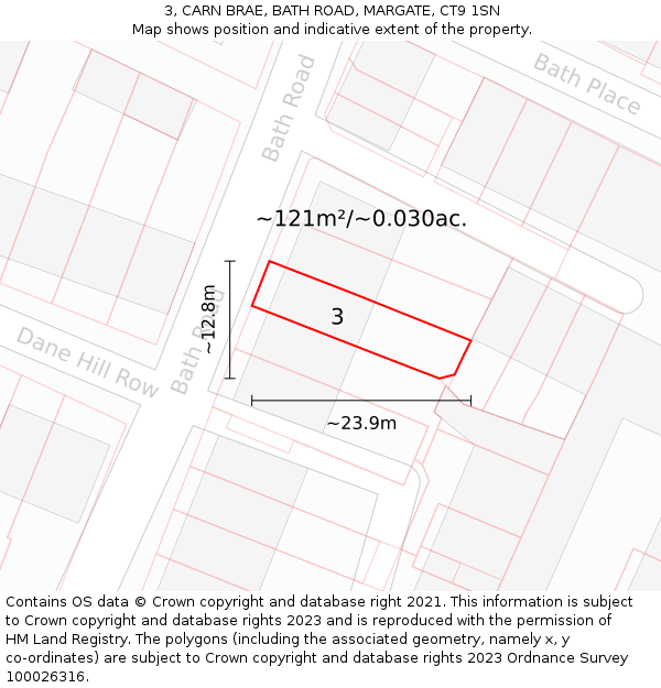 3, CARN BRAE, BATH ROAD, MARGATE, CT9 1SN: Plot and title map