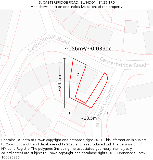 3, CASTERBRIDGE ROAD, SWINDON, SN25 1RD: Plot and title map