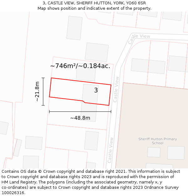 3, CASTLE VIEW, SHERIFF HUTTON, YORK, YO60 6SR: Plot and title map