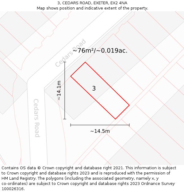 3, CEDARS ROAD, EXETER, EX2 4NA: Plot and title map