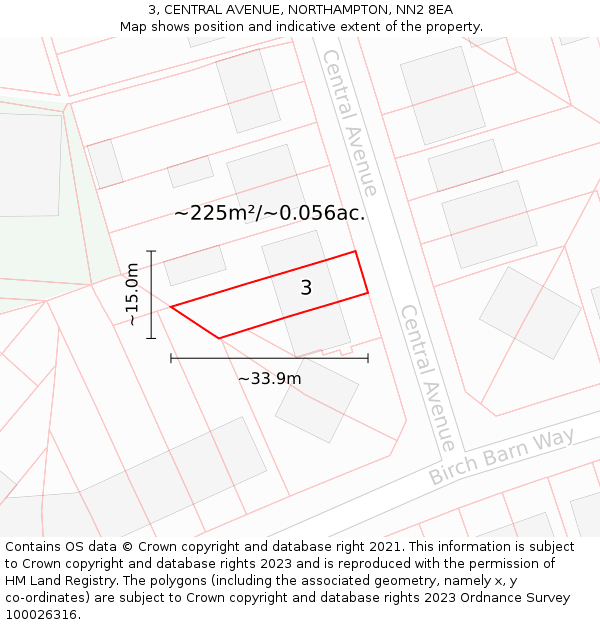 3, CENTRAL AVENUE, NORTHAMPTON, NN2 8EA: Plot and title map