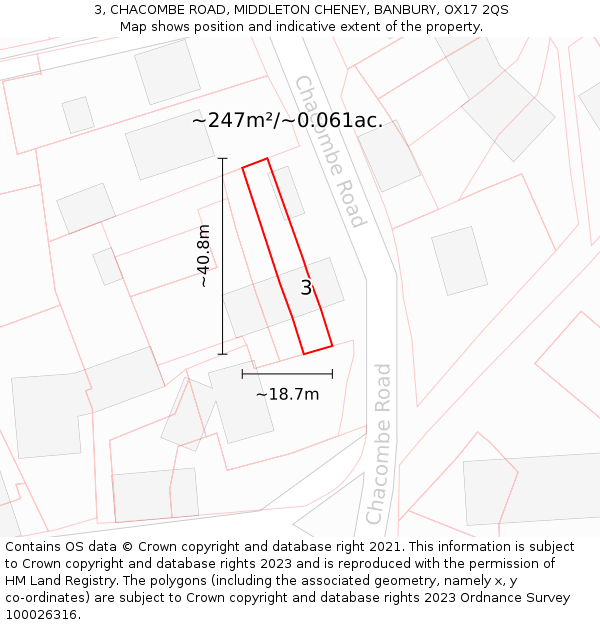 3, CHACOMBE ROAD, MIDDLETON CHENEY, BANBURY, OX17 2QS: Plot and title map