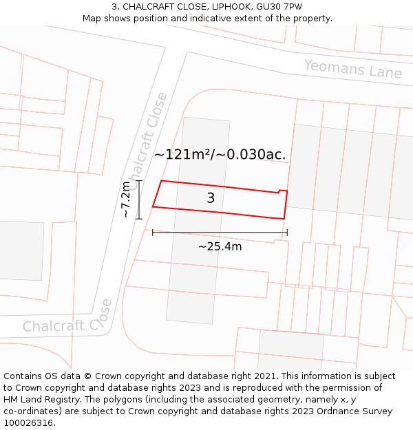 3, CHALCRAFT CLOSE, LIPHOOK, GU30 7PW: Plot and title map