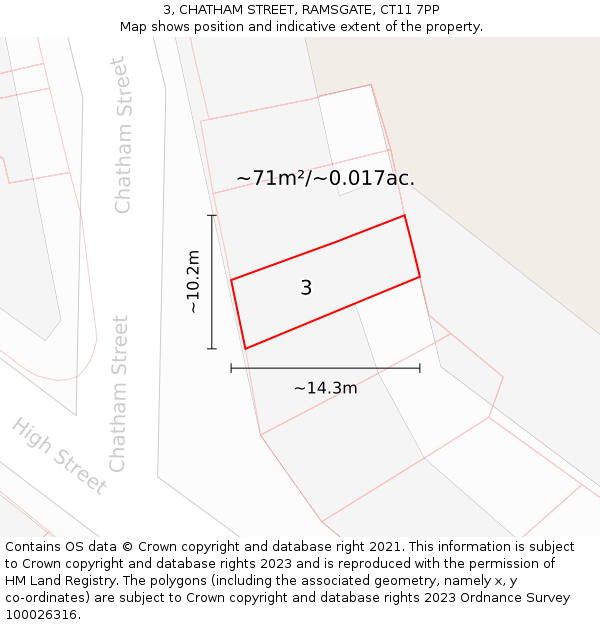 3, CHATHAM STREET, RAMSGATE, CT11 7PP: Plot and title map