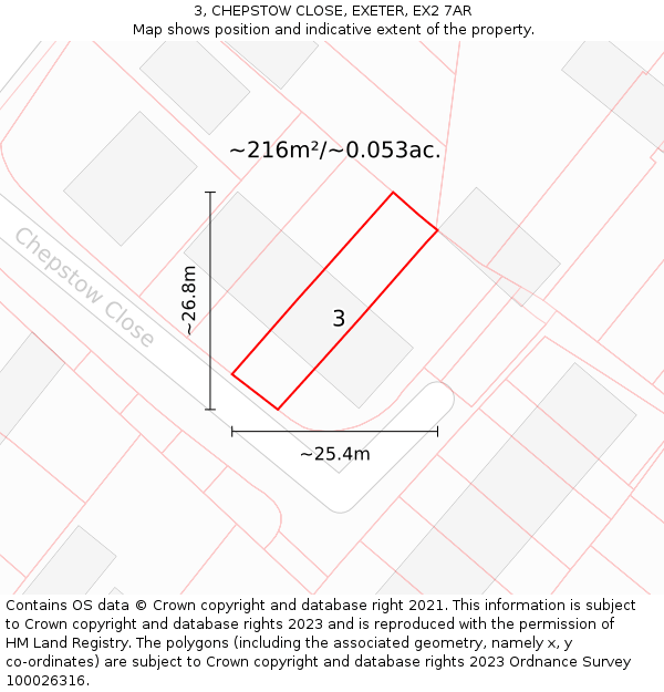 3, CHEPSTOW CLOSE, EXETER, EX2 7AR: Plot and title map