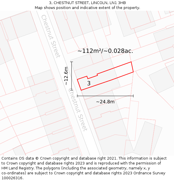 3, CHESTNUT STREET, LINCOLN, LN1 3HB: Plot and title map