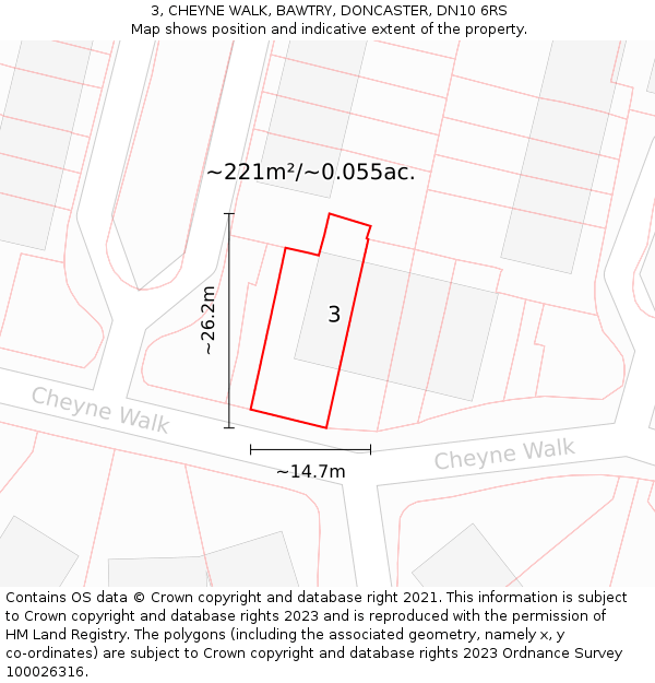 3, CHEYNE WALK, BAWTRY, DONCASTER, DN10 6RS: Plot and title map