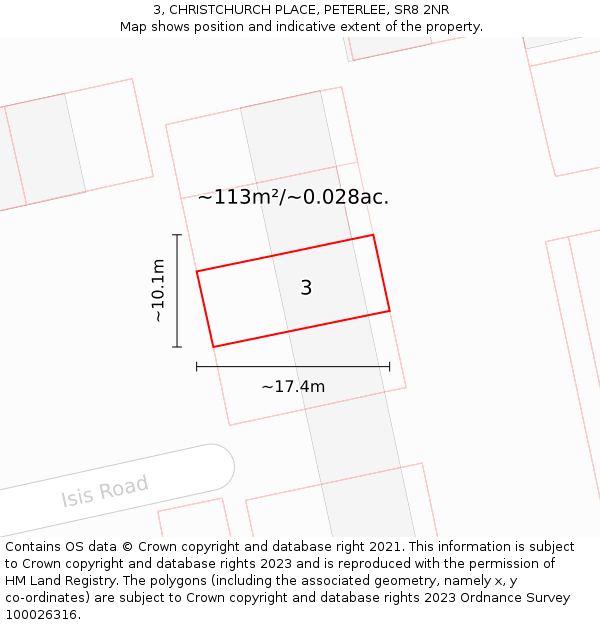 3, CHRISTCHURCH PLACE, PETERLEE, SR8 2NR: Plot and title map