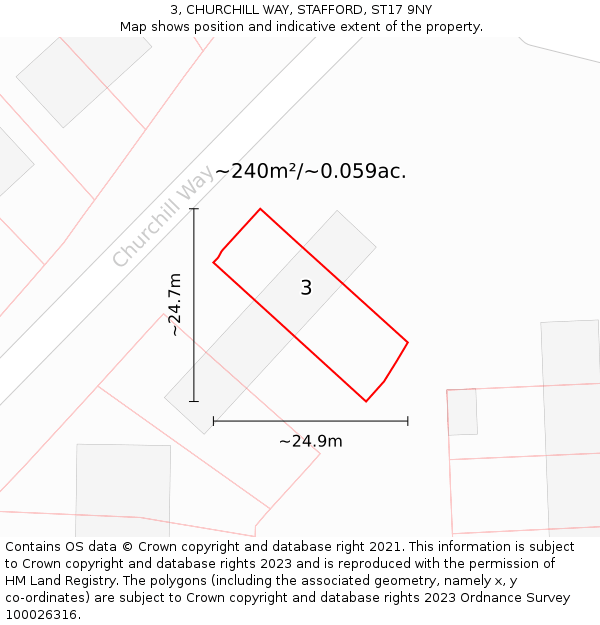 3, CHURCHILL WAY, STAFFORD, ST17 9NY: Plot and title map