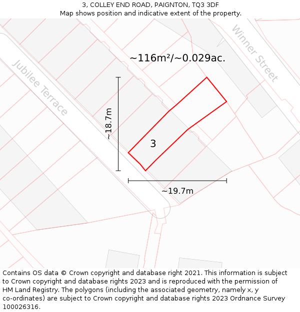 3, COLLEY END ROAD, PAIGNTON, TQ3 3DF: Plot and title map