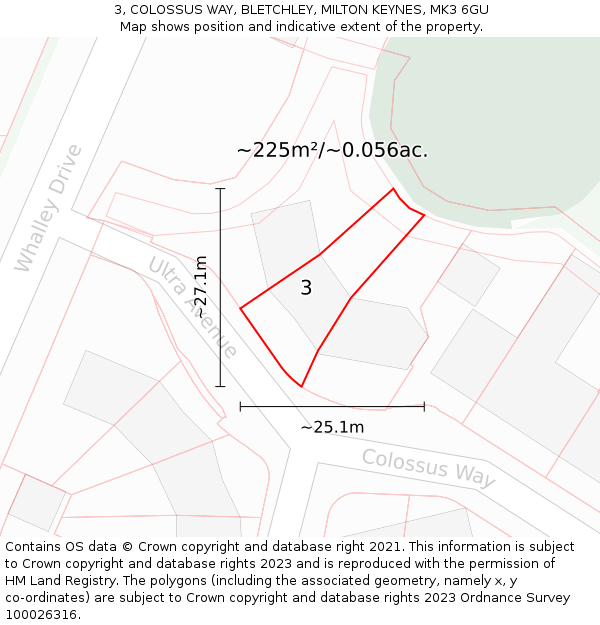 3, COLOSSUS WAY, BLETCHLEY, MILTON KEYNES, MK3 6GU: Plot and title map