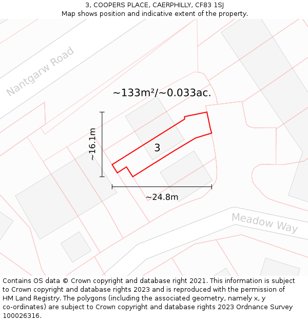 3, COOPERS PLACE, CAERPHILLY, CF83 1SJ: Plot and title map