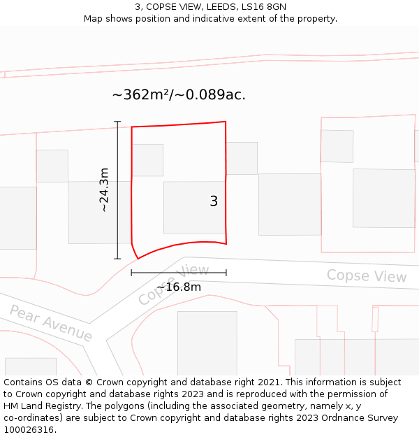 3, COPSE VIEW, LEEDS, LS16 8GN: Plot and title map