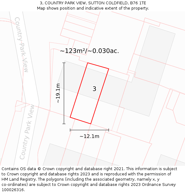 3, COUNTRY PARK VIEW, SUTTON COLDFIELD, B76 1TE: Plot and title map