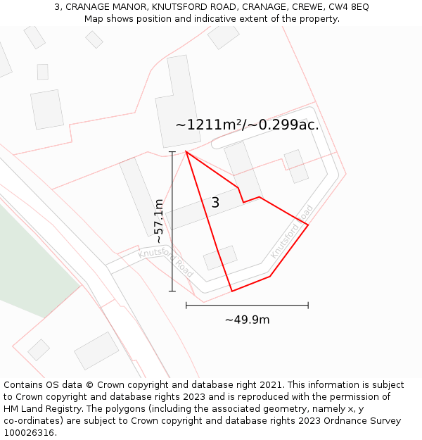 3, CRANAGE MANOR, KNUTSFORD ROAD, CRANAGE, CREWE, CW4 8EQ: Plot and title map