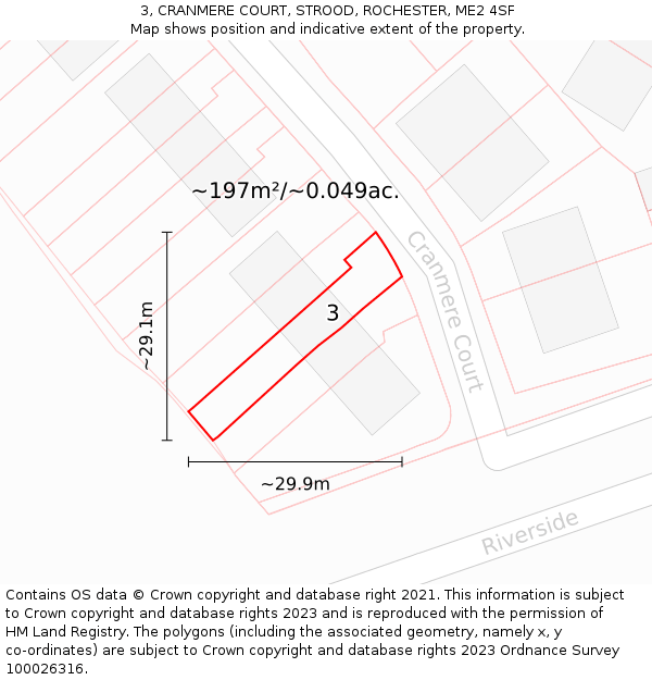 3, CRANMERE COURT, STROOD, ROCHESTER, ME2 4SF: Plot and title map