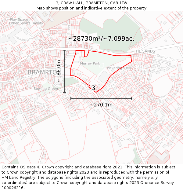 3, CRAW HALL, BRAMPTON, CA8 1TW: Plot and title map