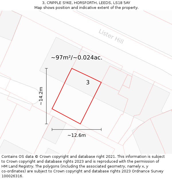 3, CRIPPLE SYKE, HORSFORTH, LEEDS, LS18 5AY: Plot and title map