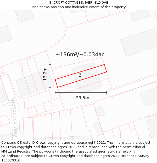 3, CROFT COTTAGES, IVER, SL0 0AE: Plot and title map