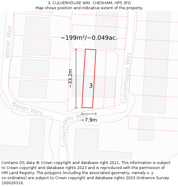 3, CULVERHOUSE WAY, CHESHAM, HP5 3FG: Plot and title map