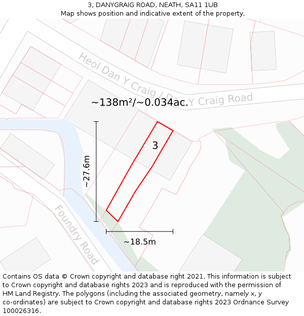 3, DANYGRAIG ROAD, NEATH, SA11 1UB: Plot and title map