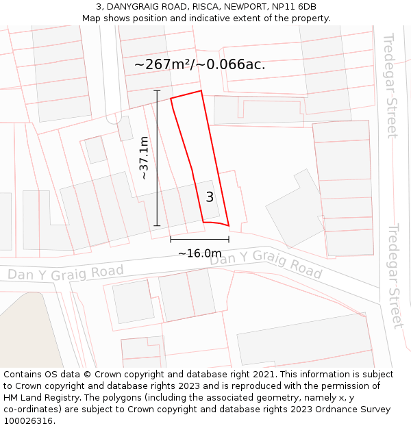 3, DANYGRAIG ROAD, RISCA, NEWPORT, NP11 6DB: Plot and title map