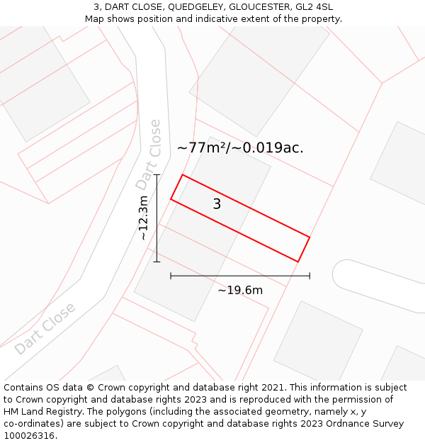 3, DART CLOSE, QUEDGELEY, GLOUCESTER, GL2 4SL: Plot and title map