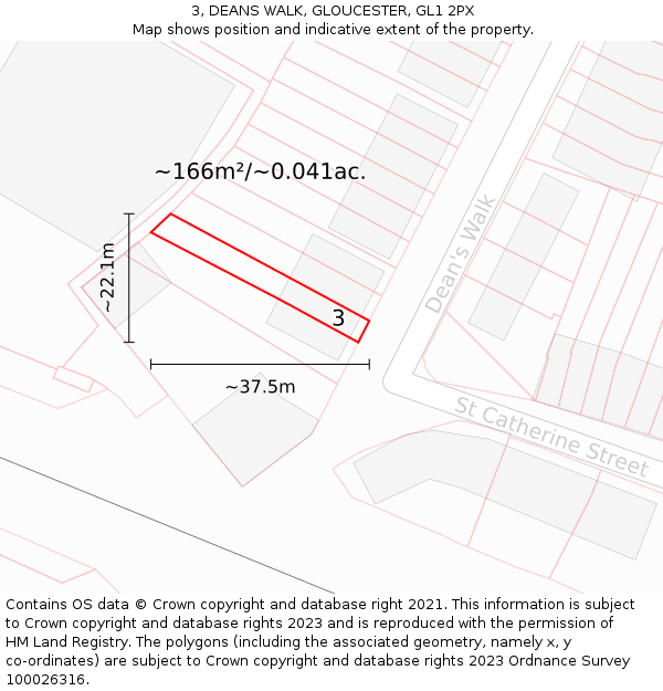 3, DEANS WALK, GLOUCESTER, GL1 2PX: Plot and title map