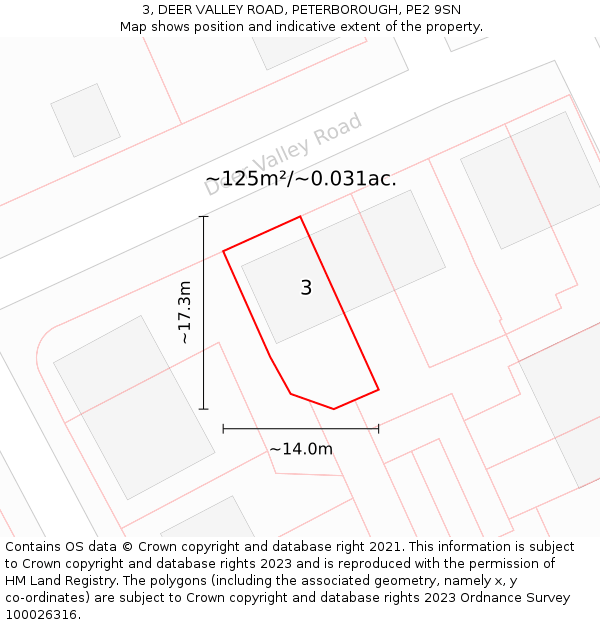 3, DEER VALLEY ROAD, PETERBOROUGH, PE2 9SN: Plot and title map