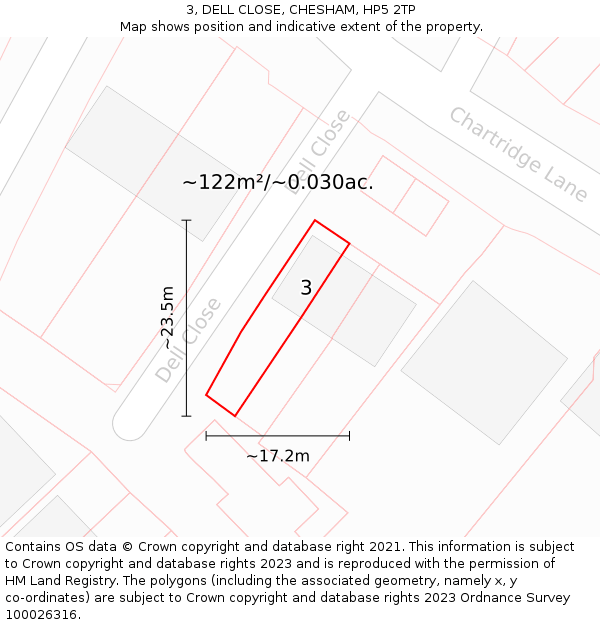 3, DELL CLOSE, CHESHAM, HP5 2TP: Plot and title map