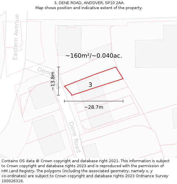 3, DENE ROAD, ANDOVER, SP10 2AA: Plot and title map