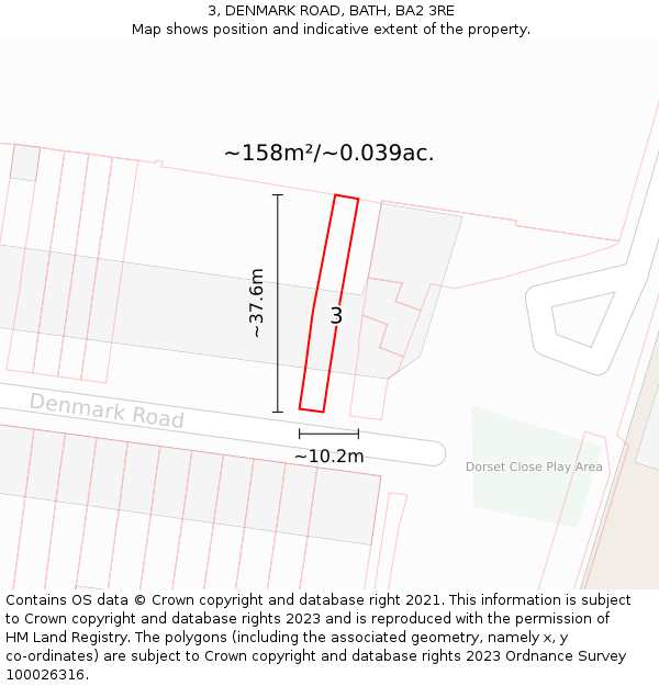 3, DENMARK ROAD, BATH, BA2 3RE: Plot and title map
