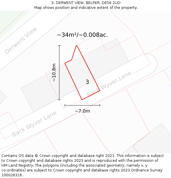 3, DERWENT VIEW, BELPER, DE56 2UD: Plot and title map