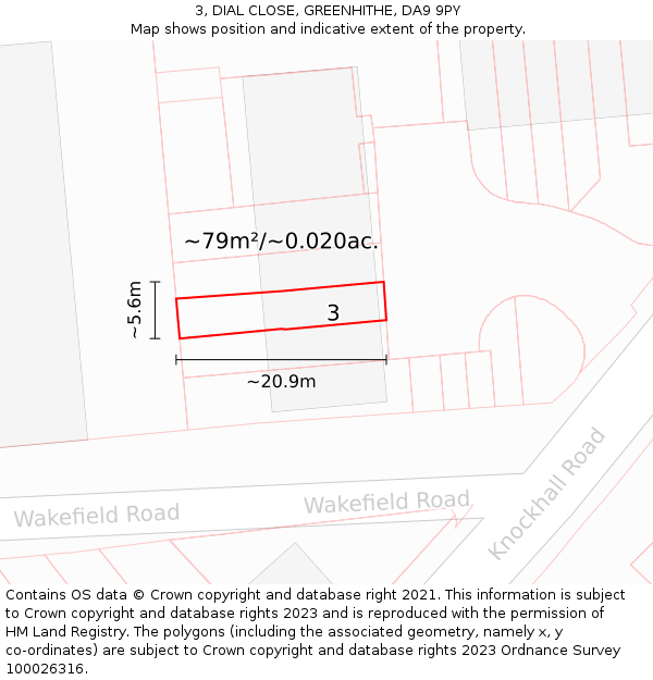 3, DIAL CLOSE, GREENHITHE, DA9 9PY: Plot and title map