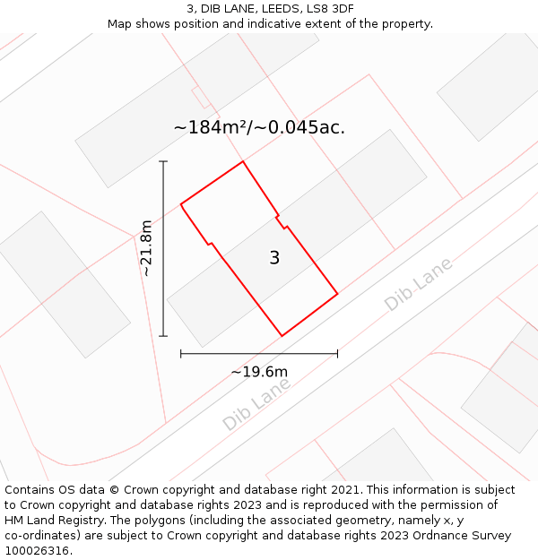 3, DIB LANE, LEEDS, LS8 3DF: Plot and title map