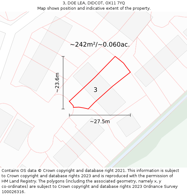 3, DOE LEA, DIDCOT, OX11 7YQ: Plot and title map