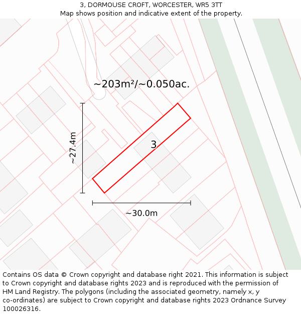 3, DORMOUSE CROFT, WORCESTER, WR5 3TT: Plot and title map