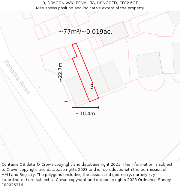 3, DRAGON WAY, PENALLTA, HENGOED, CF82 6GT: Plot and title map