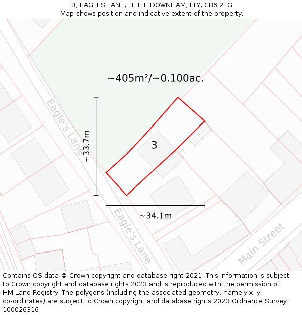 3, EAGLES LANE, LITTLE DOWNHAM, ELY, CB6 2TG: Plot and title map