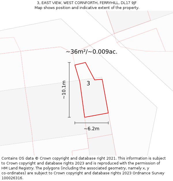 3, EAST VIEW, WEST CORNFORTH, FERRYHILL, DL17 9JF: Plot and title map