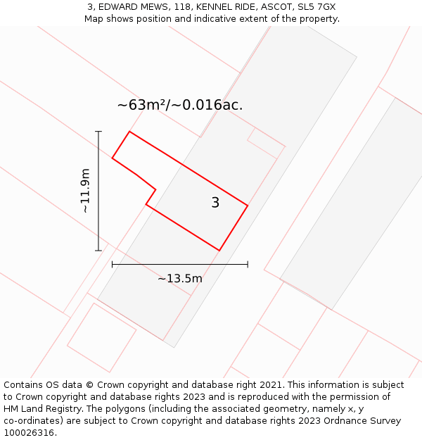 3, EDWARD MEWS, 118, KENNEL RIDE, ASCOT, SL5 7GX: Plot and title map