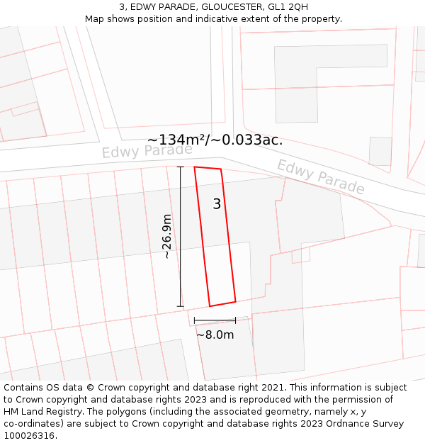 3, EDWY PARADE, GLOUCESTER, GL1 2QH: Plot and title map