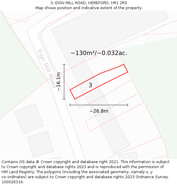 3, EIGN MILL ROAD, HEREFORD, HR1 2RS: Plot and title map