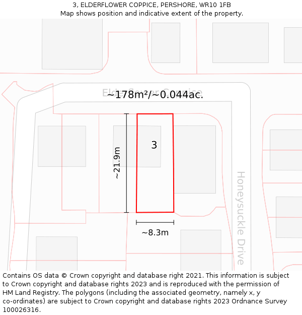 3, ELDERFLOWER COPPICE, PERSHORE, WR10 1FB: Plot and title map